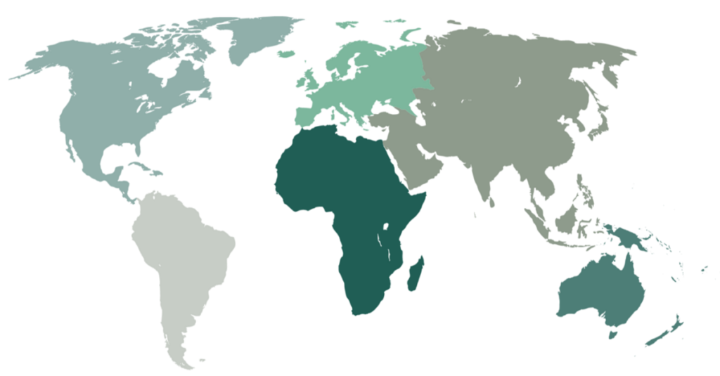 Mapa del mundo con cada continente detallado