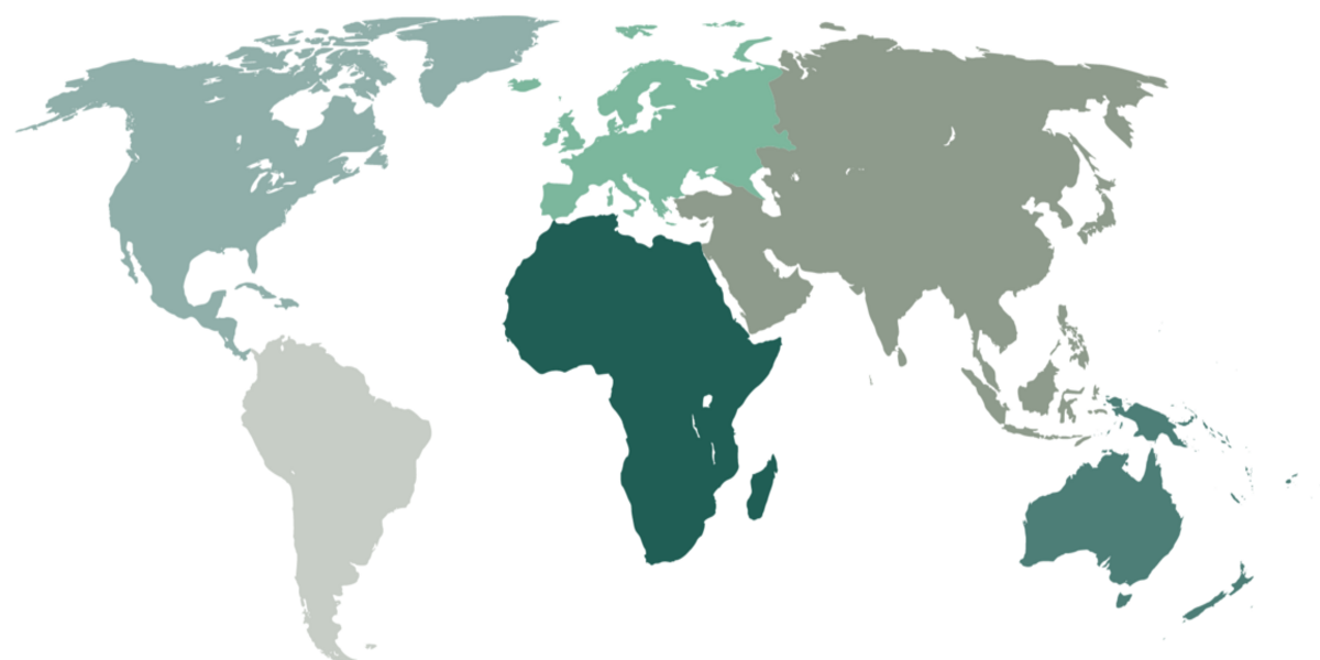 Mapa del mundo con cada continente detallado