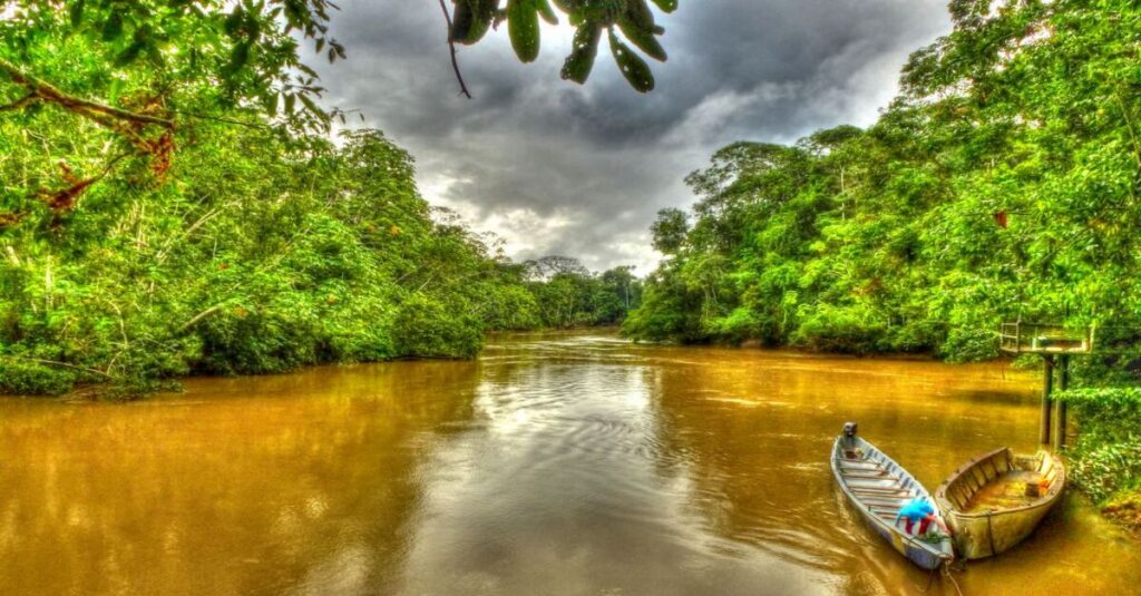 Dos canoas para recorrer uno de los ríos amazónicos de Ecuador