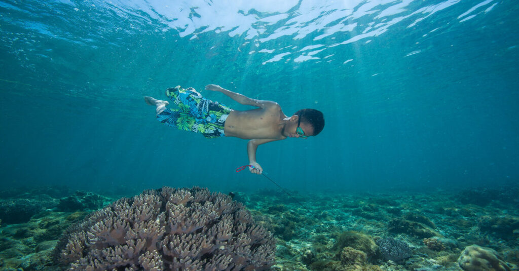 Snorkel entre los arrecifes de la la Isla Apo, en Filipinas