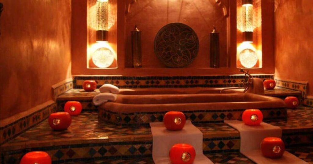 Una de las salas de un Hammam de Marrakech