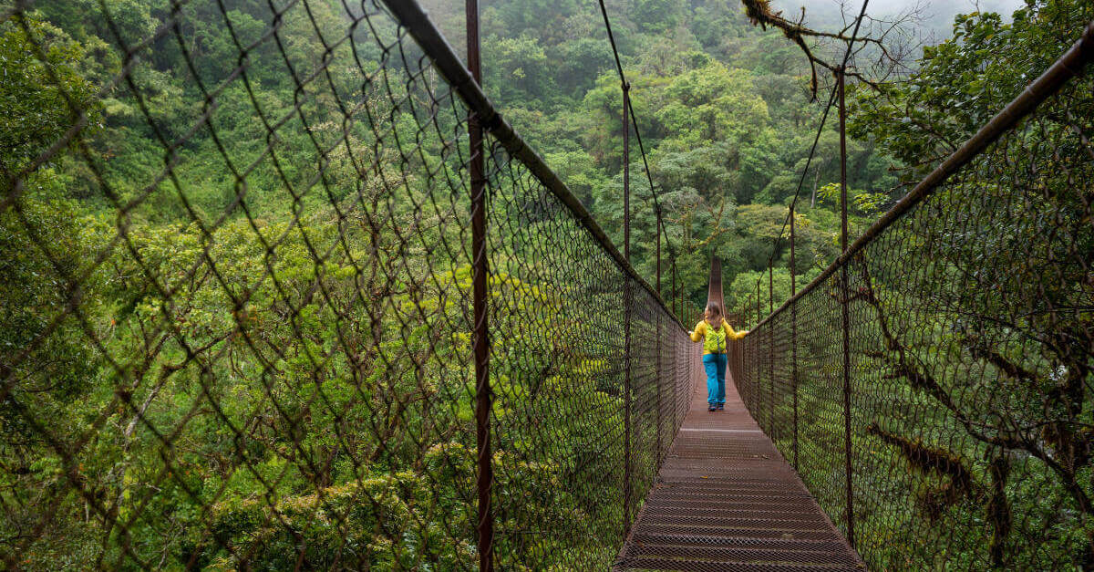 Caminar por un puente colgante en Monteverde, una experiencia de lo más aventurera en Costa Rica