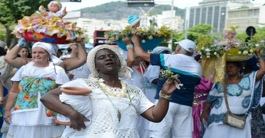 Practicantes del Candomblé, una religión afrobrasileña que da gran importancia a la danza
