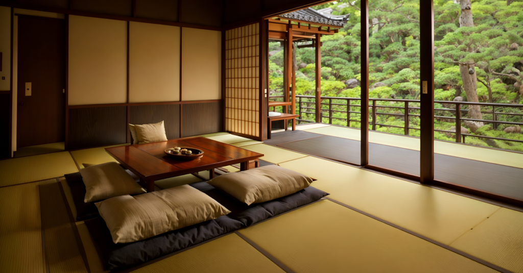 Interior de un ryokan tradicional de Japón