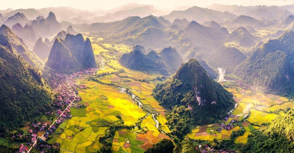 Vista aérea de una zona rural de Vietnam