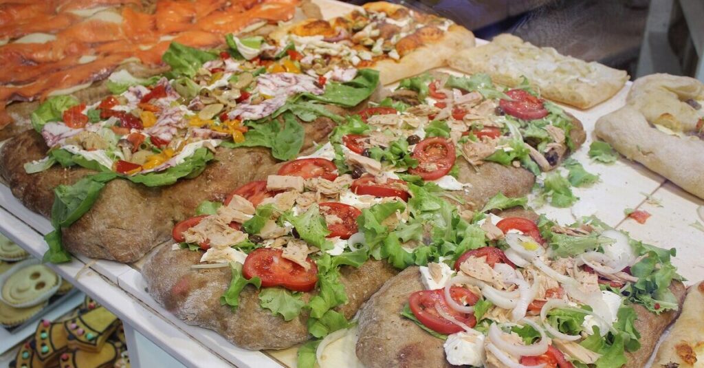 Puesto de foccacias en Bérgamo