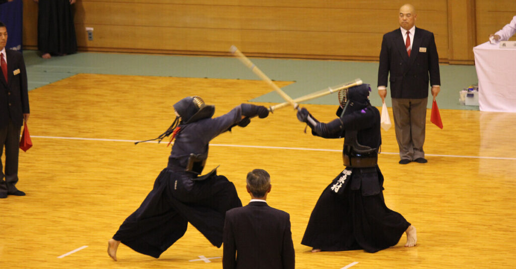 Un combate de kendo en Japón, en un torneo de Kioto