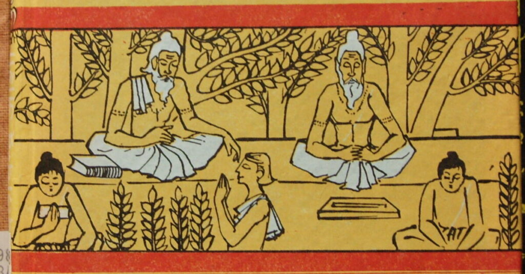 Ilustración de un Upanishad, un libro sagrado hinduista