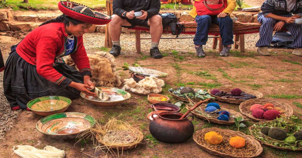 Demostración textil en Chinchero