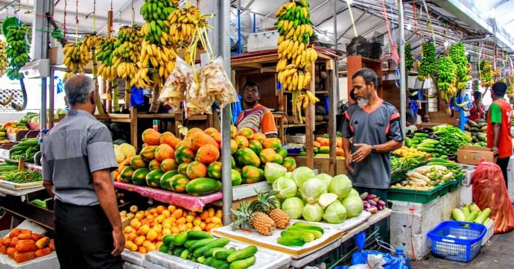 Mercado de frutas en la isla de Malé